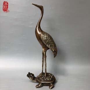 济凯纯黄铜仿古动物龟鹤延廷摆件家居工艺品 办公桌摆件 送礼好品