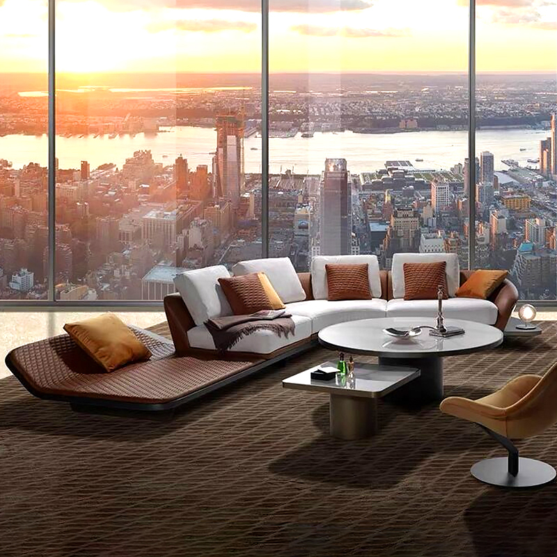 意大利Reflex Segno法拉利真皮弧形意式迪丽热巴异形转角布艺沙发