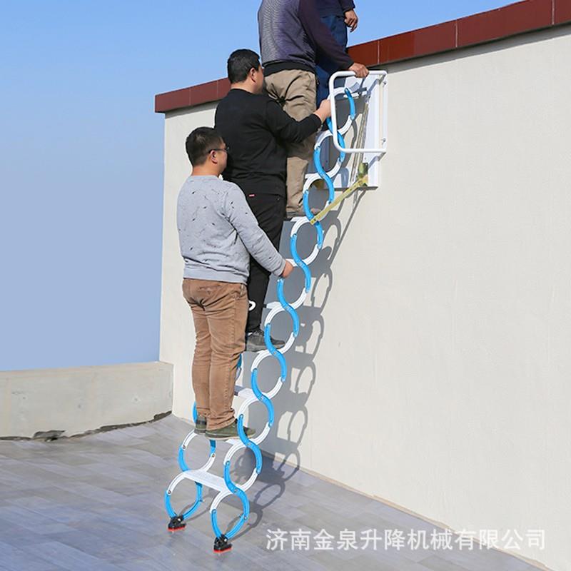 壁挂式阁楼伸缩楼梯家用室内外升降折叠平台户外复试收缩伸拉梯子