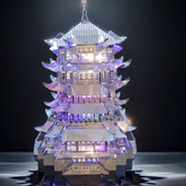 模型成人高难度立体拼装 古风金属拼装 积木3D手工玩具 黄鹤楼 解压