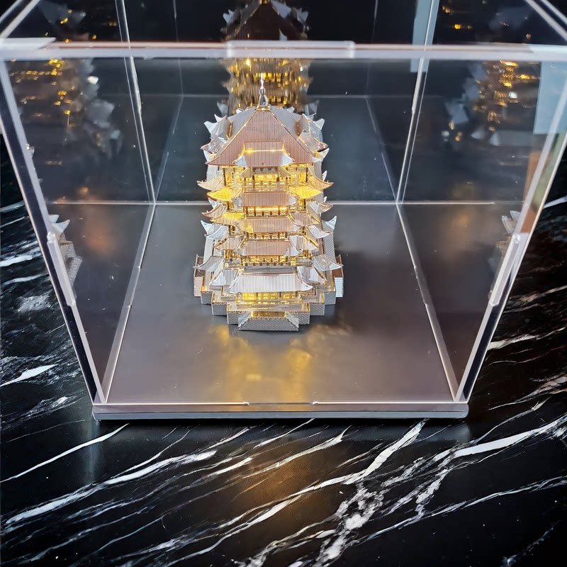 노란색 크레인 타워 고대 스타일의 금속 조립 모델을 압축 해제 성인 어려운 3차원 조립 빌딩 블록 3D 수제 장난감