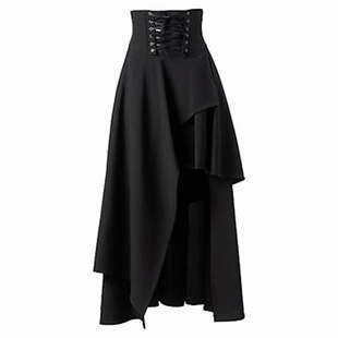 Color Long Irregular Tie Skirt纯色不规则收腰长裙 Waist Solid