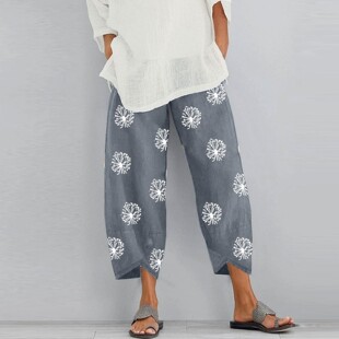 Loose Printed Elastic Waist Lounge Pants宽松印花弹力腰休闲裤