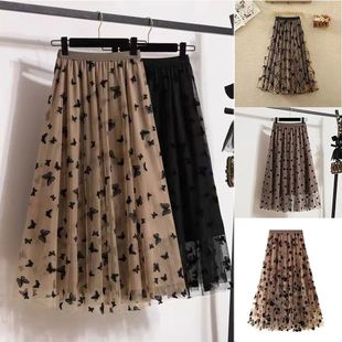 waisted for mesh skirt women高腰网纱蓬蓬半身裙女 fluffy High