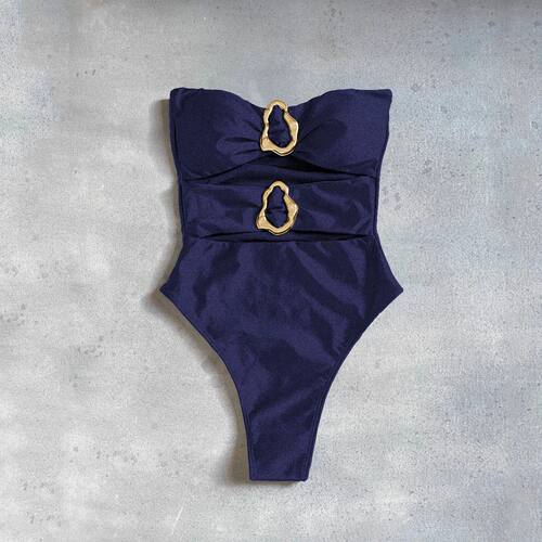 纯色镂空露背泳衣Hollow solid color backless one-piece bikini