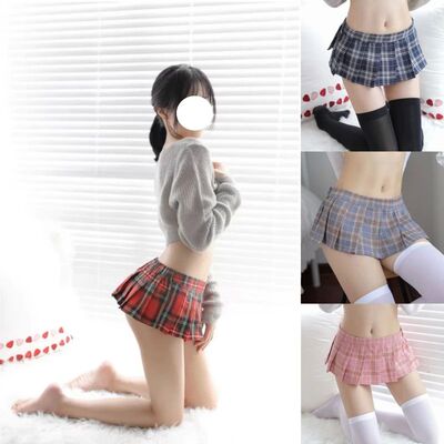 Checkered waist A-line ultra short skirt 格子收腰A字超短裙