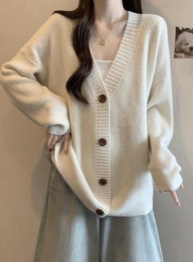 大版宽松懒L8风毛衣秋外套女款春0252大码胖mm中长款慵针织开衫上
