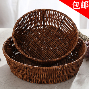 面包篮子油炸食品馒头筐子小吃篮仿藤编织糖果盘水果客厅创意复古