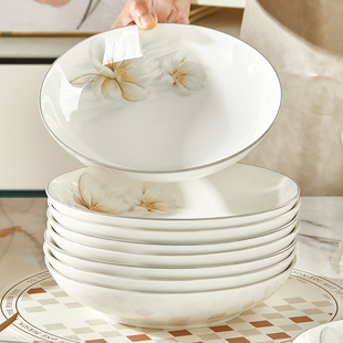 景德镇盘子家用菜盘碗碟餐具2025新款高颜值中式可微波陶瓷餐具盘