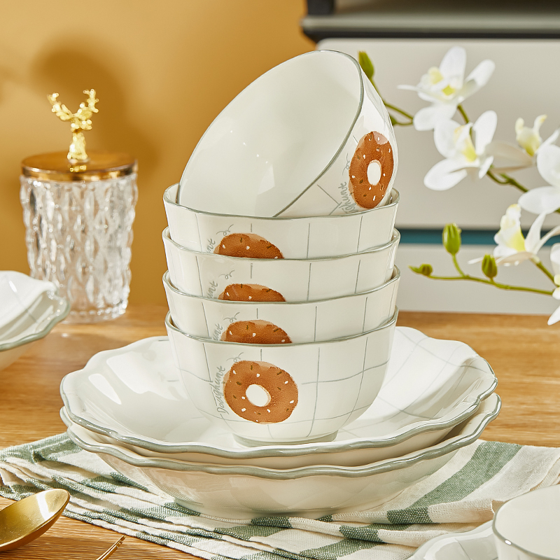 釉下彩碗单个装陶瓷餐具2025新款高颜值可微波釉下彩饭碗盘碟家用