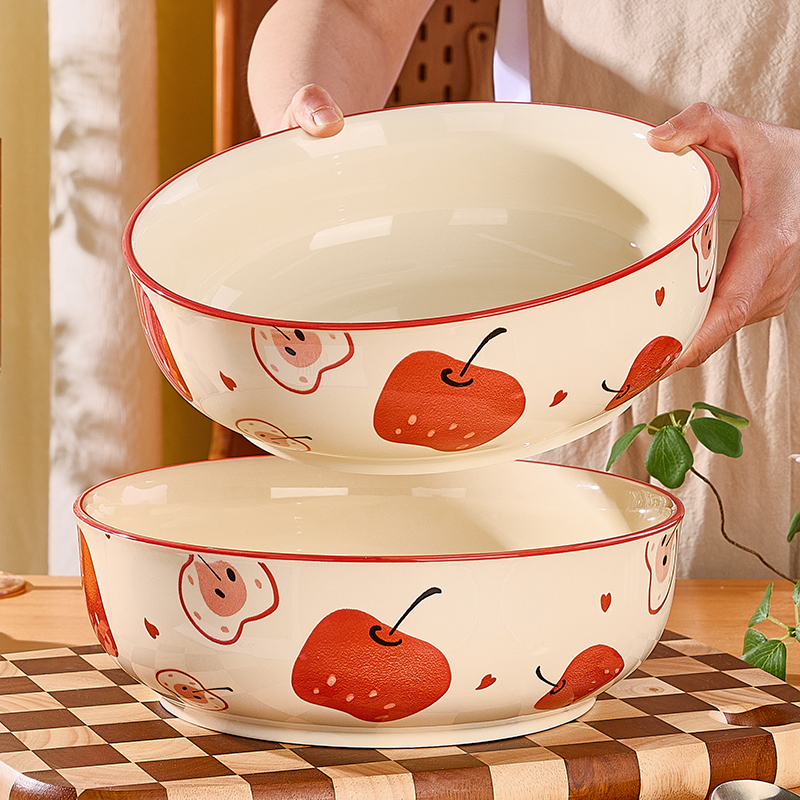 10英寸大汤碗家用釉下彩陶瓷汤碗防烫加厚大号汤碗面碗大容量餐具