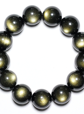 天然金曜石猫眼手链男女款收藏级双猫眼黑曜石情侣水晶饰品圆珠