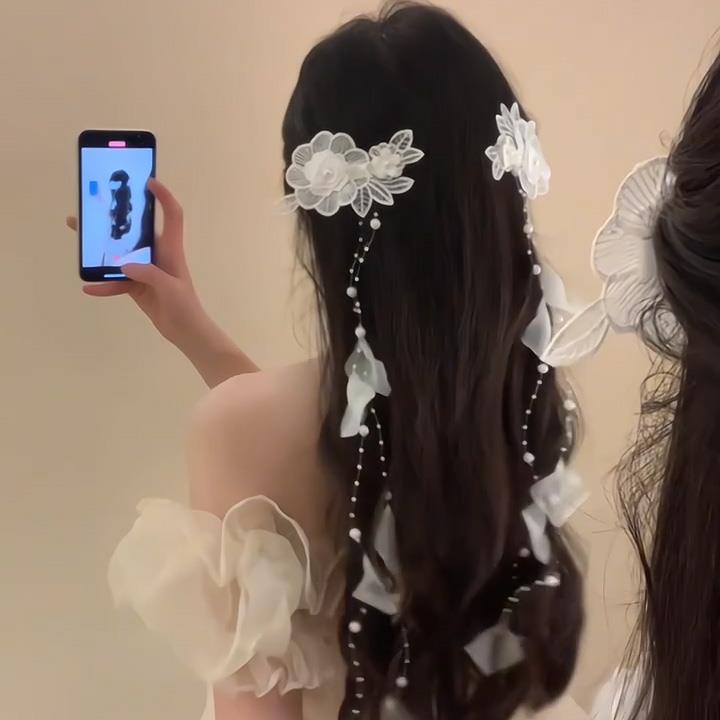 梦笔生花!流苏花瓣发链!仙气氛围感头饰清冷仙女发饰盘发器发卡