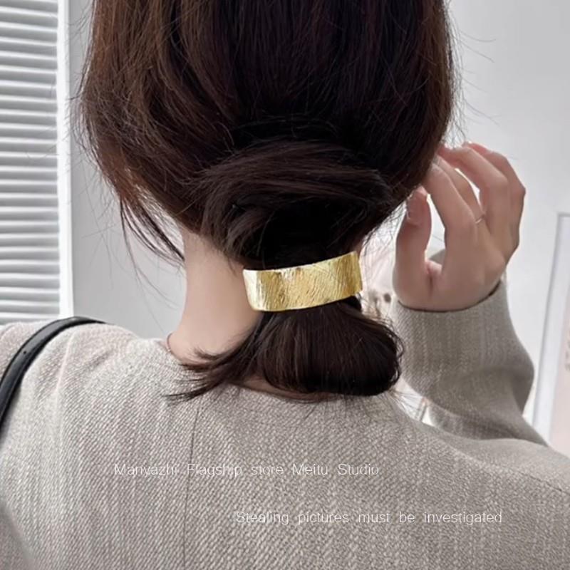 韩范金属拉丝发夹女高级感2024新款头饰简约抓夹发卡弹簧夹马尾扣