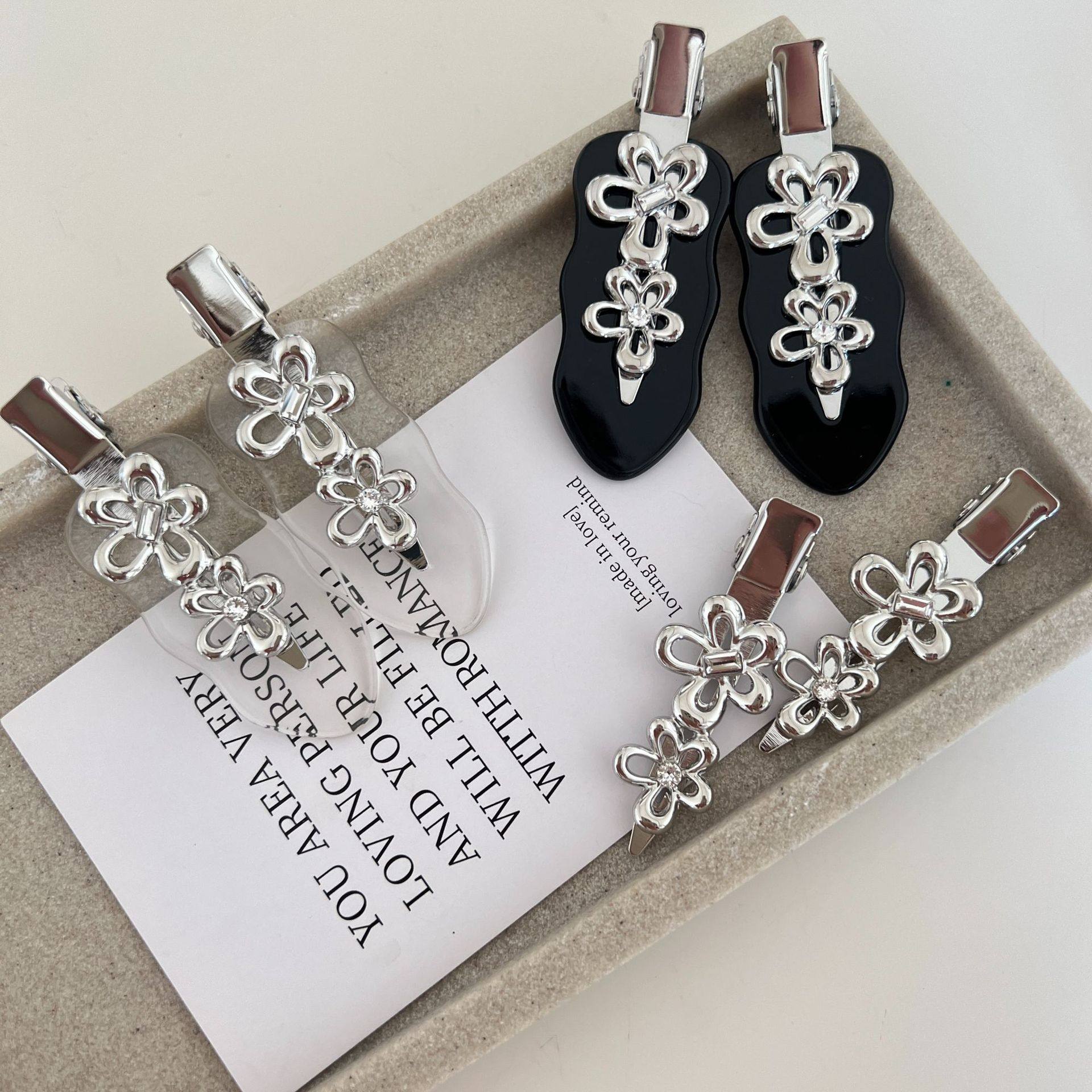 ins甜酷金属花朵发夹女前额无痕碎发刘海夹侧边夹发卡鸭嘴夹发饰