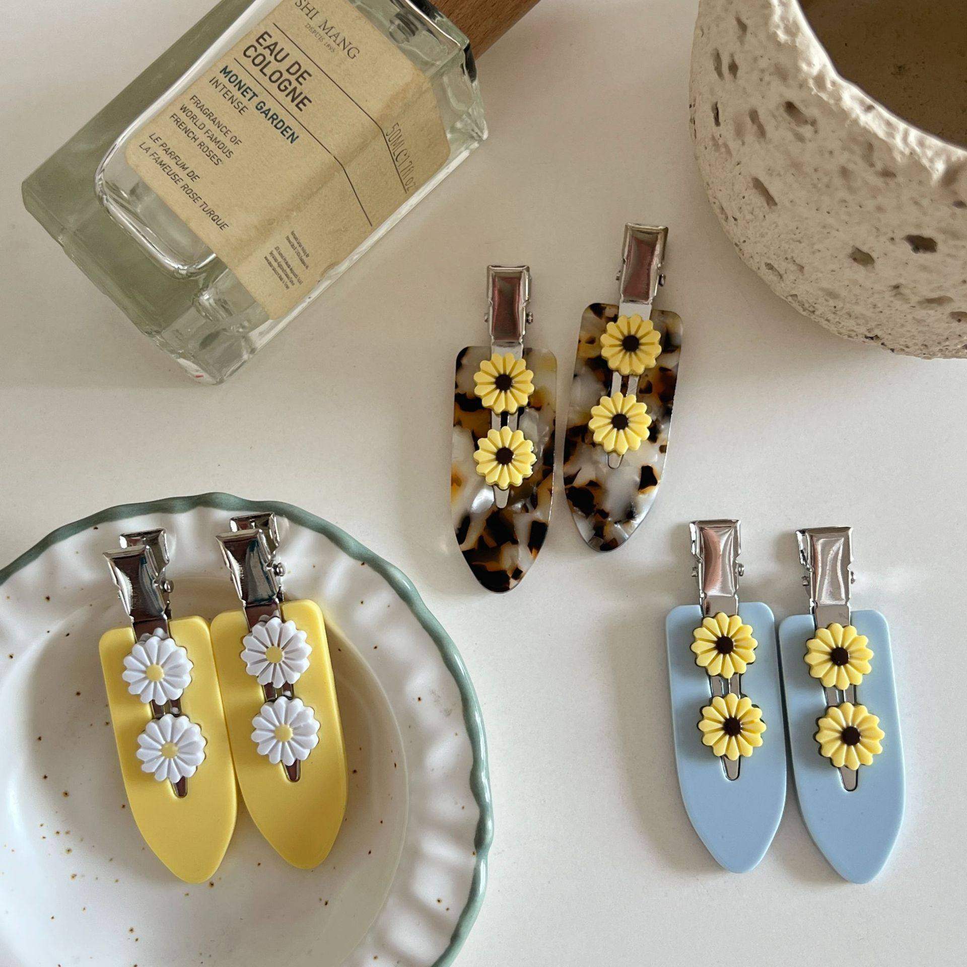 ins博主同款金属小花边夹无痕发夹刘海夹可爱醋酸鸭嘴夹头饰发饰