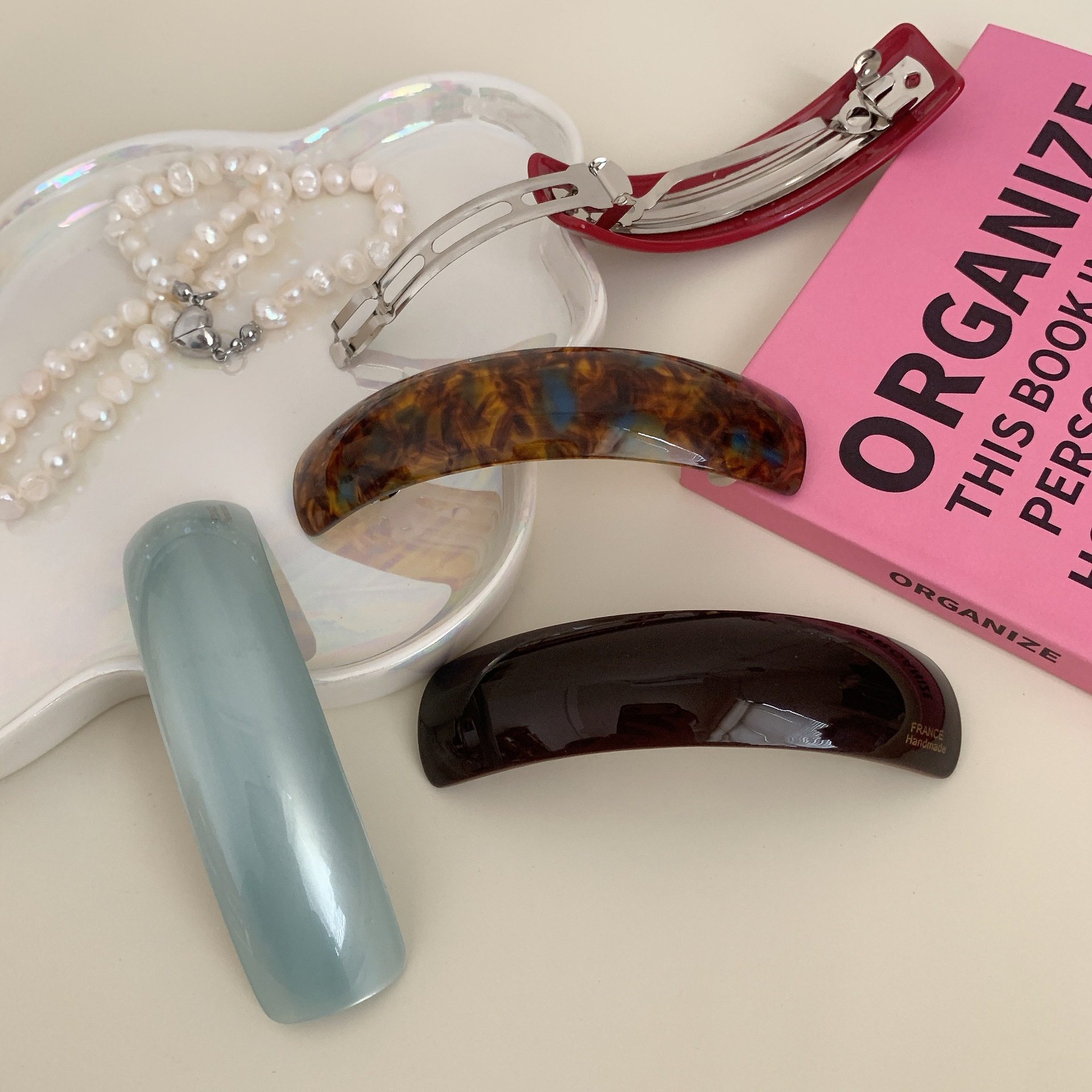 韩国醋酸弹簧夹简约盘发发夹女后脑勺马尾横夹气质一字夹发卡头饰