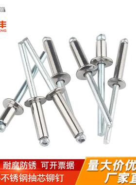 304不锈钢铆钉抽芯铆钉5mm柳钉拉铆钉圆头拉钉卯钉抽心装潢M3.2M4