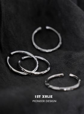 极细!纯银不掉色实心素圈戒指原创小众设计冷淡风高级开口食指戒