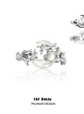 暗月骨兰原创纯银戒指女小众设计冷淡风高级感食指开口戒