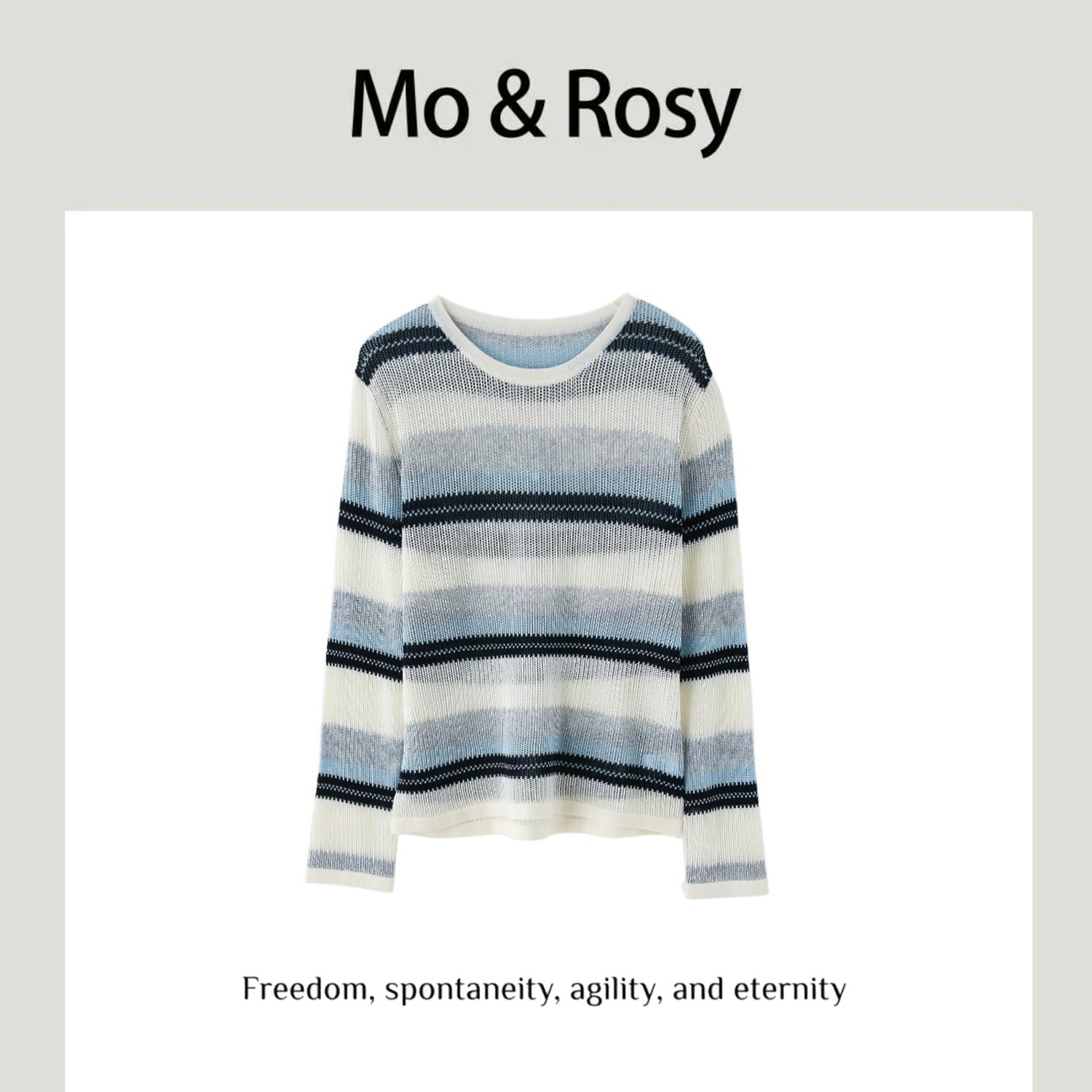 MO&ROSY【海街少女】  百搭圆领条纹针织上衣MR821W036