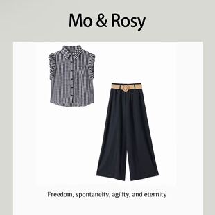MO&ROSY【初恋情节】 格子泡泡袖气质套装MR417X061