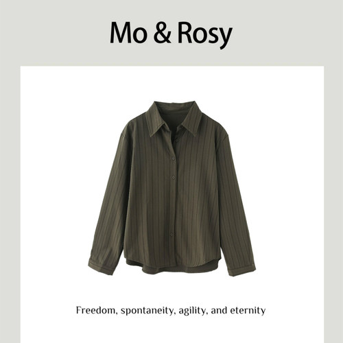 MO&ROSY【韩味女高】  百搭翻领竖条纹衬衫MR821W031