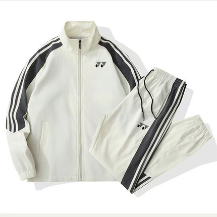 YY羽毛球服新款运动套装春秋户外男女同款防风跑步训练两件套定制