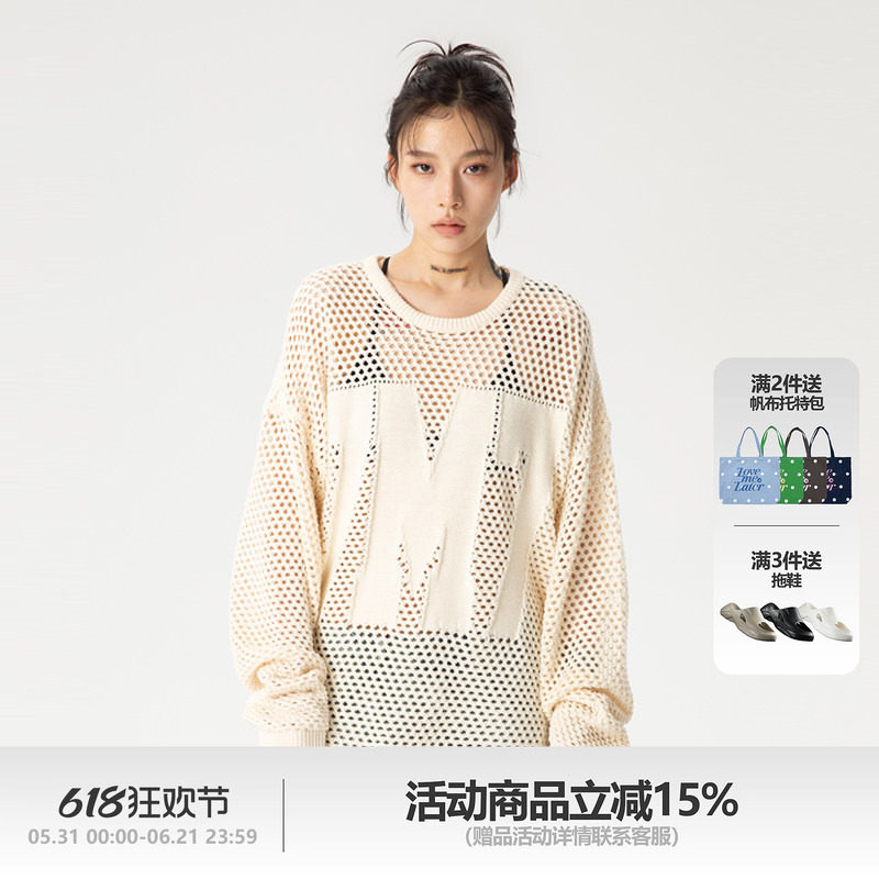 LOVEMELATER王以太主理25FW大孔毛衣7M7薄款镂空罩衫针织毛线衣