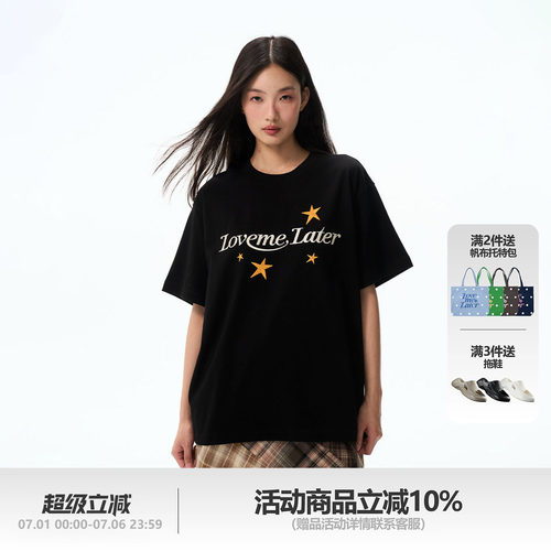 【卡戎何健麒同款】LOVEMELATER燕子星星刺绣300g重磅纯棉短袖T恤