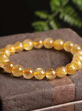 9mm金发晶手链串珠女天然钛晶发丝水晶文玩佛珠手串手饰首饰