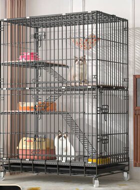 猫笼子家用室内猫别墅加密折叠款大号双层三层四层猫屋舍宠物狗笼