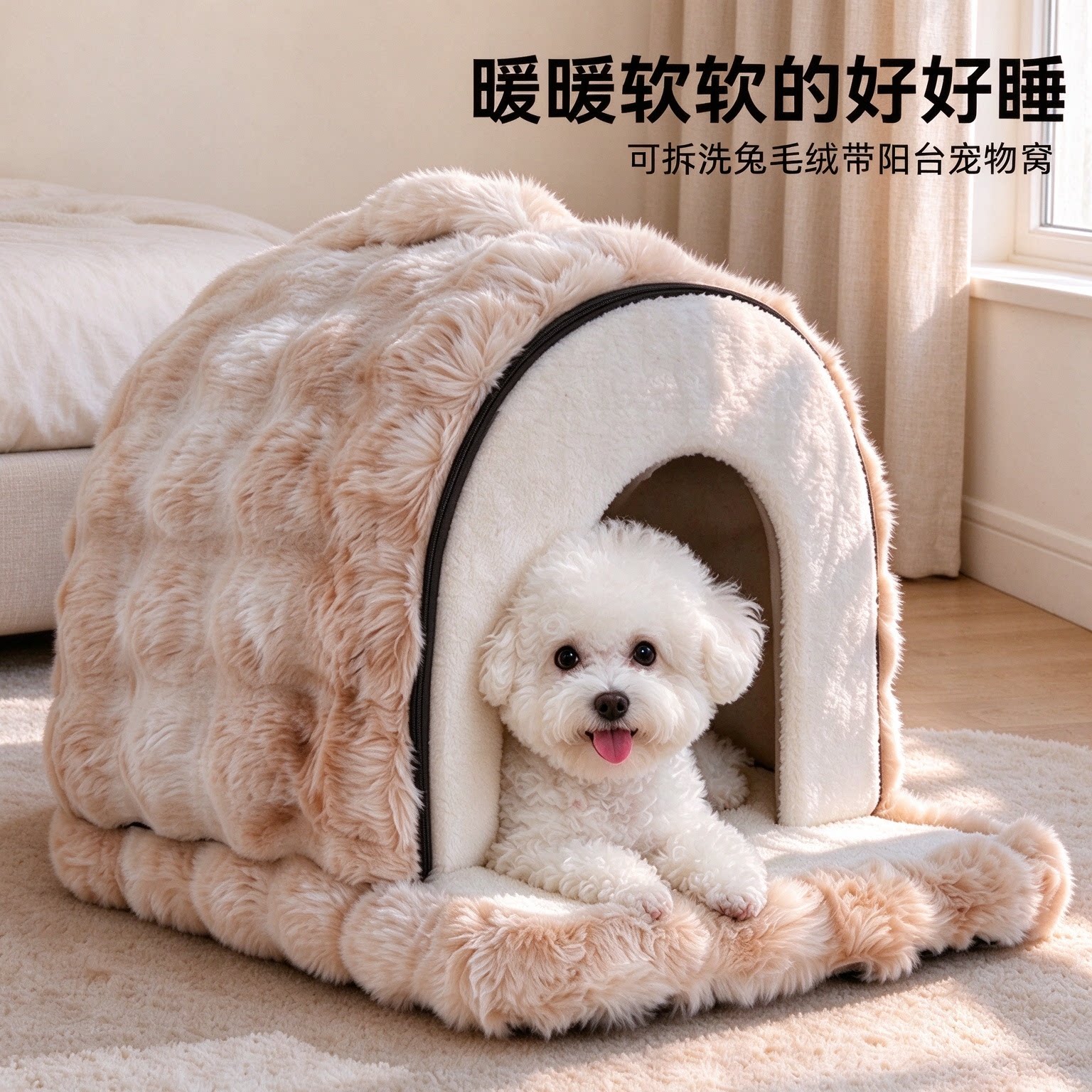 狗窝加厚加绒冬天保暖半封闭安全感小型犬中型犬睡觉的窝猫窝