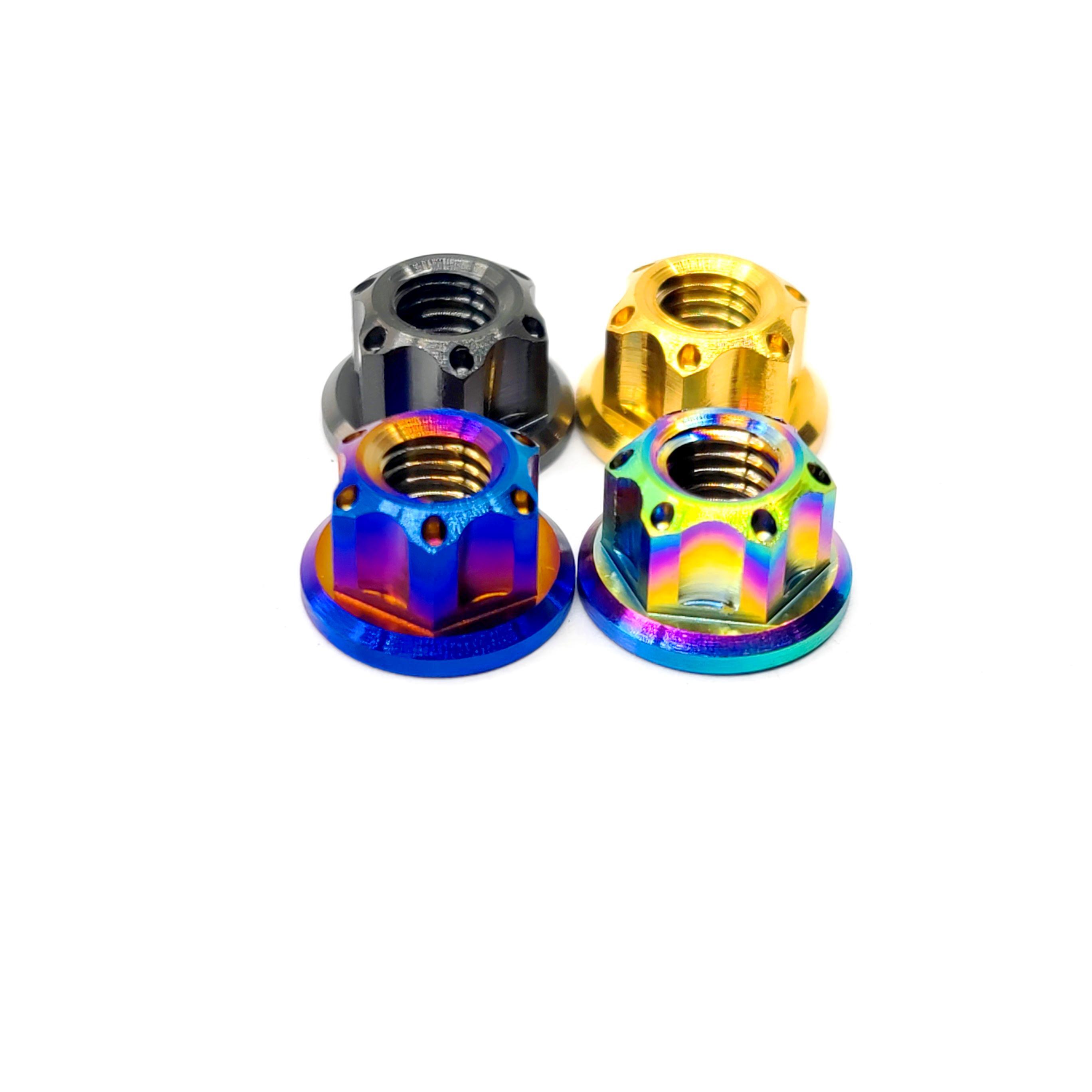 钛合金法兰花式螺母m5/m6/m8/m10/m12/m18摩托车后轴螺母