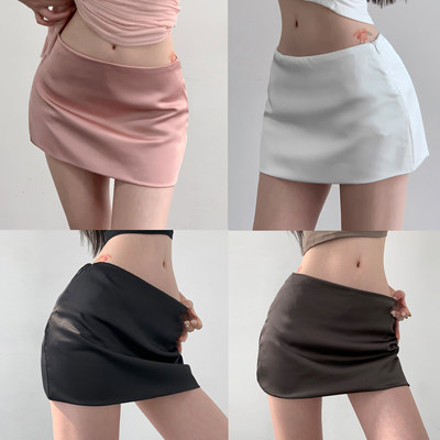 掐腰斩男缎面低腰迷你半