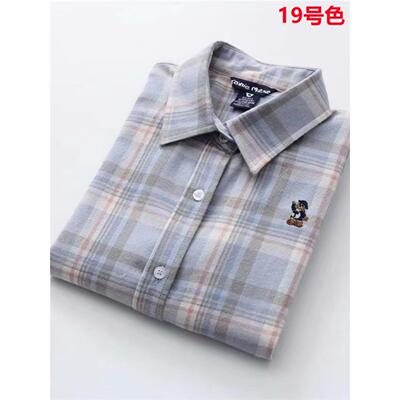 小熊磨毛格子衬衫女长袖