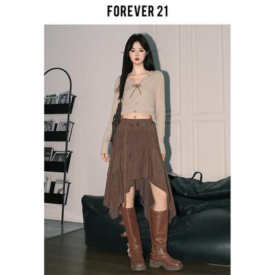 Forev21设计感咖色高腰不