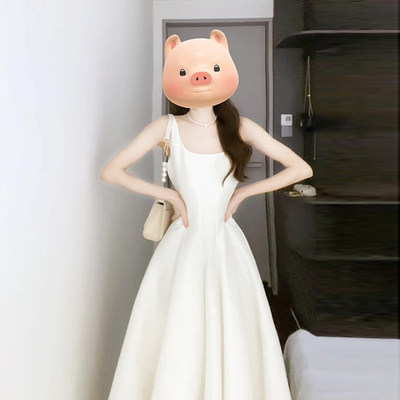 白色吊带洋装子女夏季202