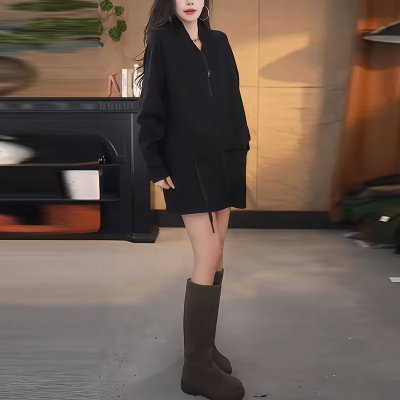 2025超火秋冬一整套韩系时尚气质百搭卫衣高级感休闲显瘦半身裙子