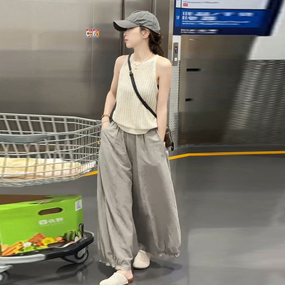 韩版无袖针织衫背心上衣套装