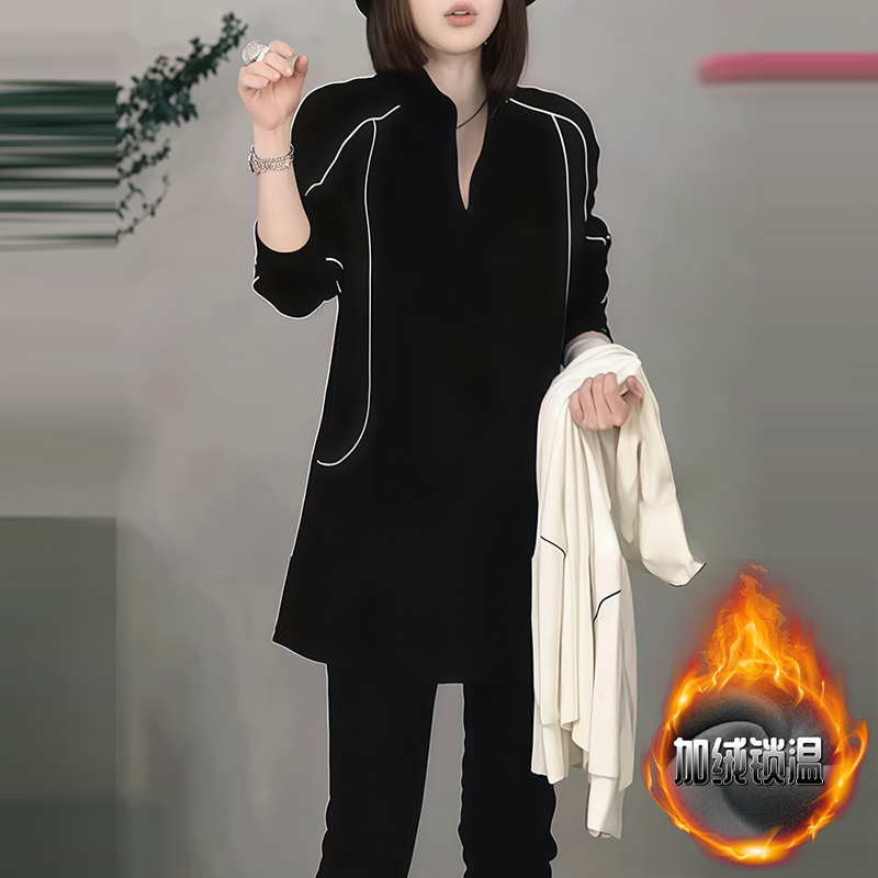 美式半拉链卫衣女秋季拼接条纹立领上衣复古高街百搭休闲加绒外套