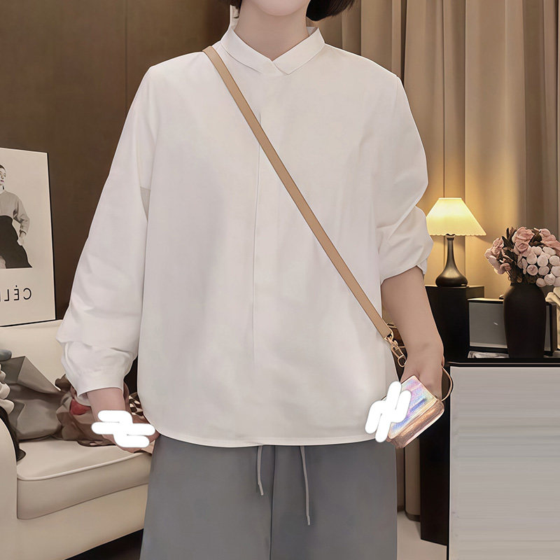 韩版白色花边领长袖衬衫女2026新款春季简约时尚小众衬衣气质上衣