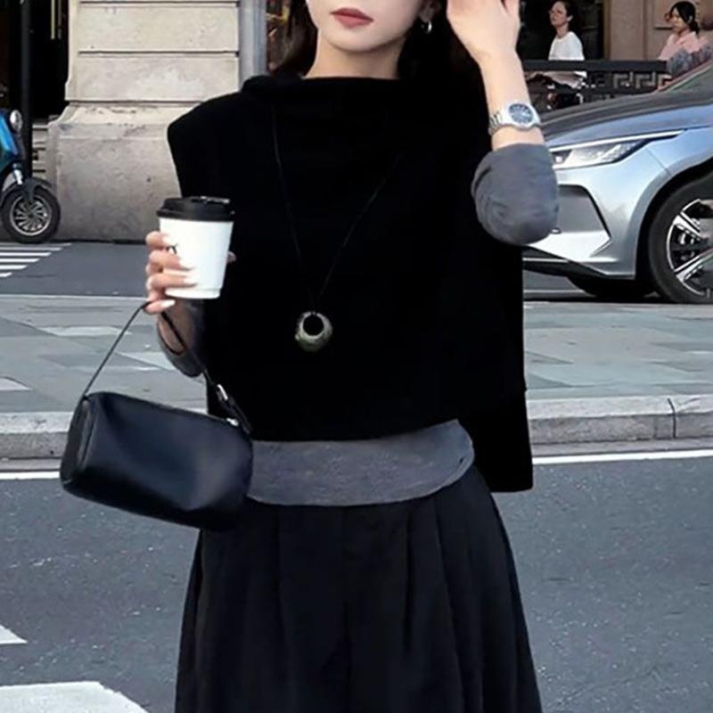 时尚气质无袖马甲打底衫两件套装