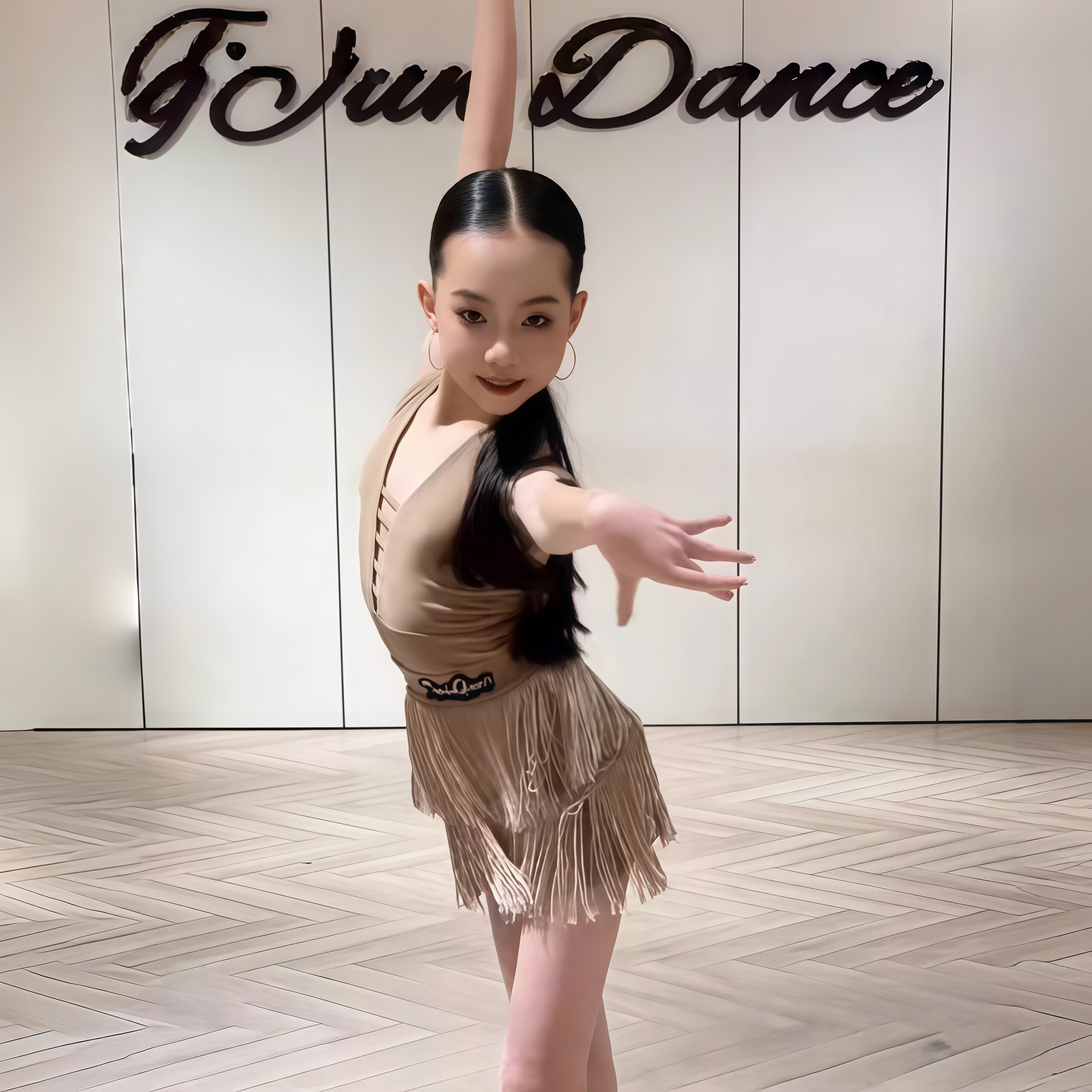 夏季新款拉丁舞服女童日常练习服挂脖上衣包臀流苏短裙表演演出服