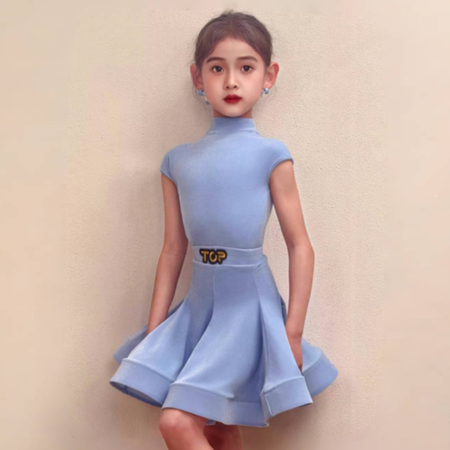 新款女童拉丁舞高弹亮色比赛服