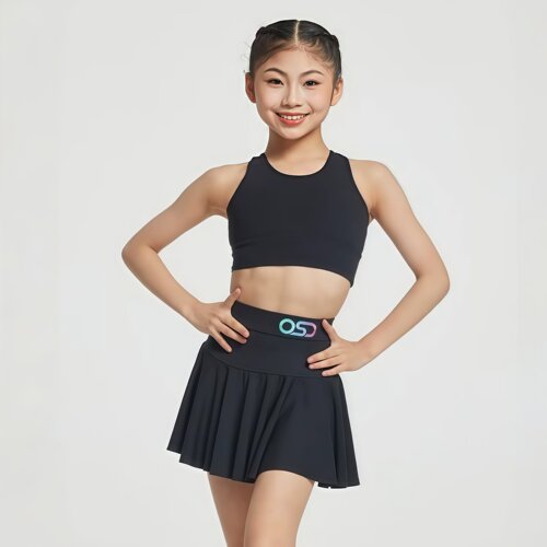 夏季拉丁女童吊带背心款百褶裙
