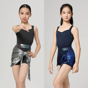 意涵同款 綁裙兩件套練功服 女童拉丁舞練習服吊帶背心上衣分體短褲