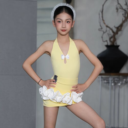 夏季拉丁女童挂脖上衣蕾丝花边裙