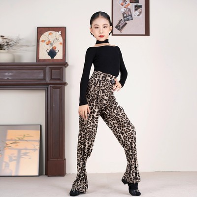 冬拉丁女童长袖交叉高腰束腿裤