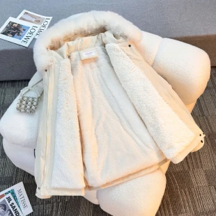 派克服女冬季新款大毛领女派克服时尚百搭加绒一体外套